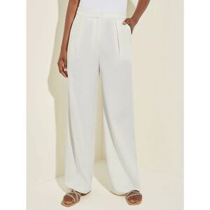 New MISOOK Women's Naomi Wide Leg Woven Blend Pant, White - Vanity Fit Sz Large